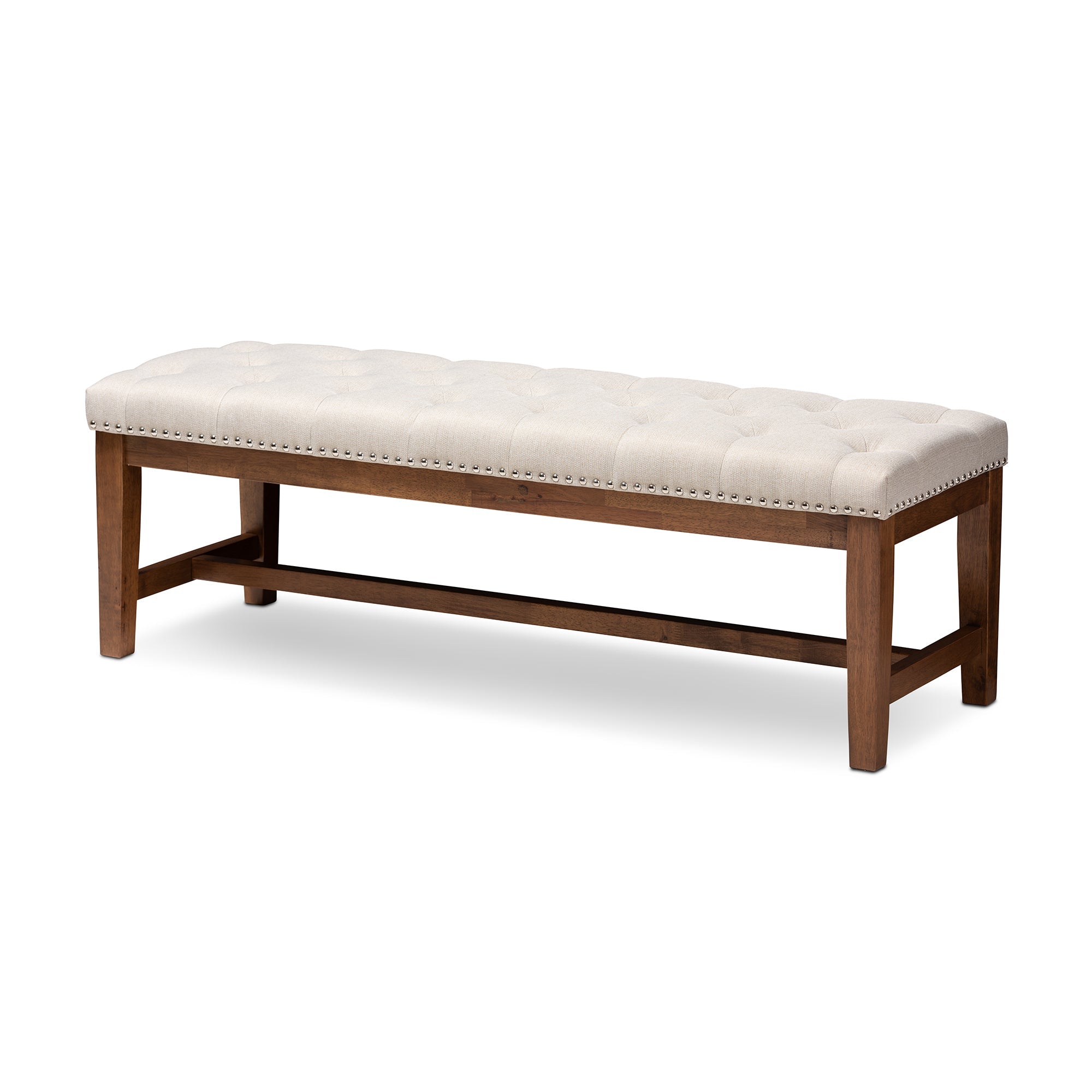 Ainsley Modern and Contemporary Light Beige Fabric Upholstered Walnut FinishedBench