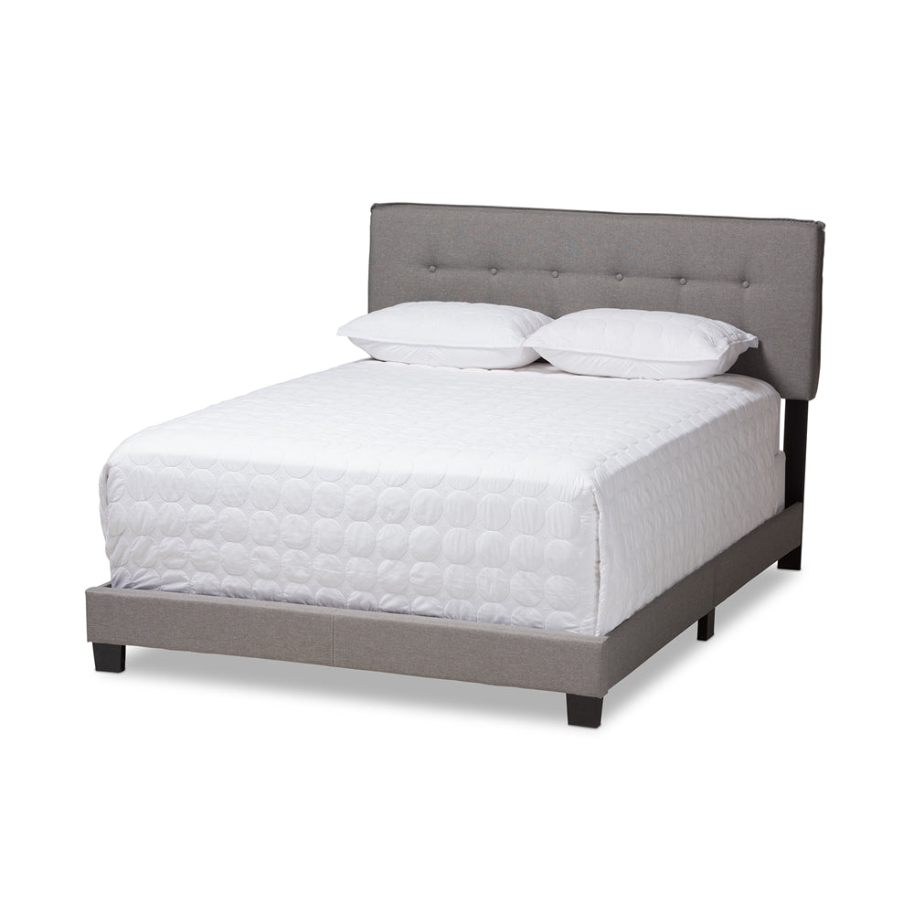 Audrey Light Beige Fabric Upholstered King Size Bed