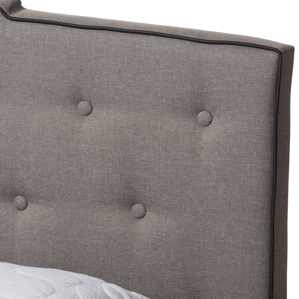 Vivienne Light Beige Fabric Upholstered Full Size Bed