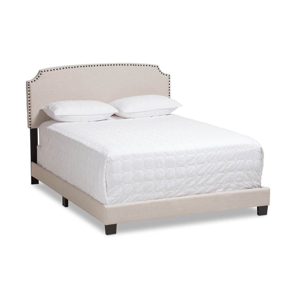 Odette Modern And Contemporary Light Beige Fabric Upholstered Full Size Bed