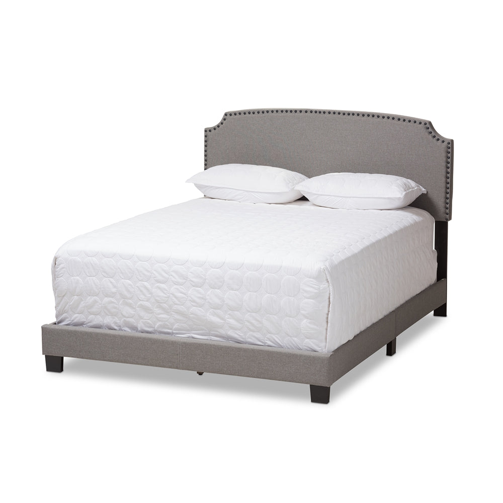 Odette Light Beige Fabric Upholstered Queen Size Bed