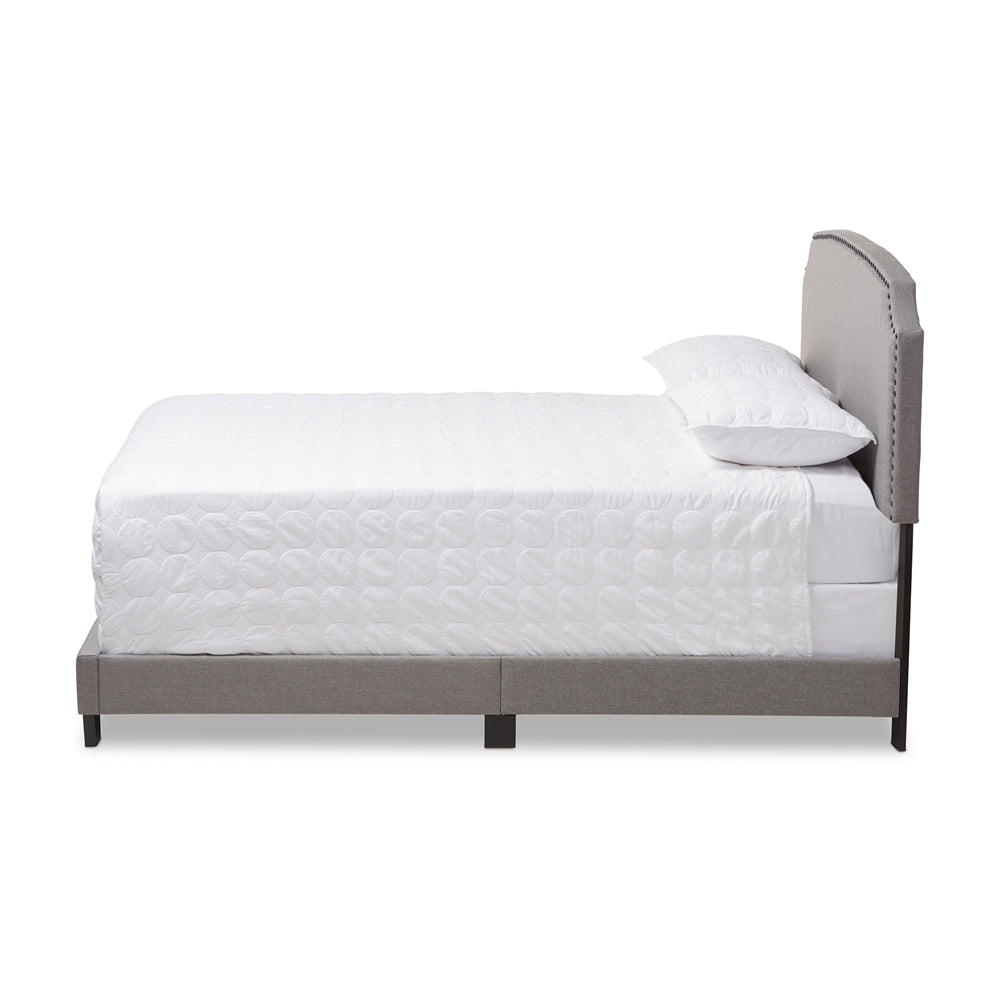 Odette Light Beige Fabric Upholstered Queen Size Bed