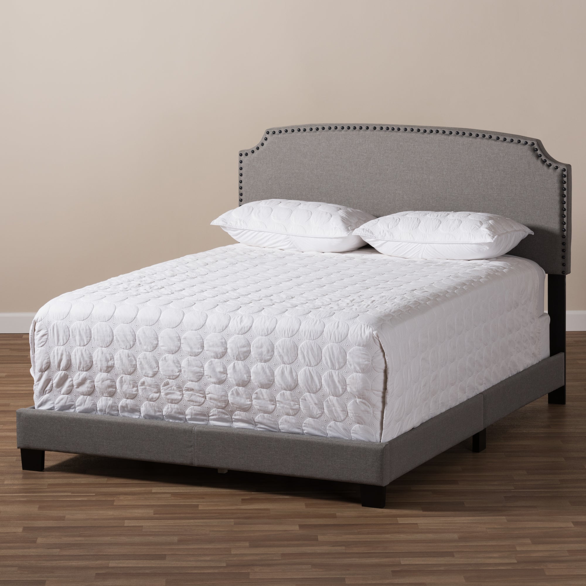 Odette Modern and Contemporary Light Grey Fabric Upholstered Full Size Bed