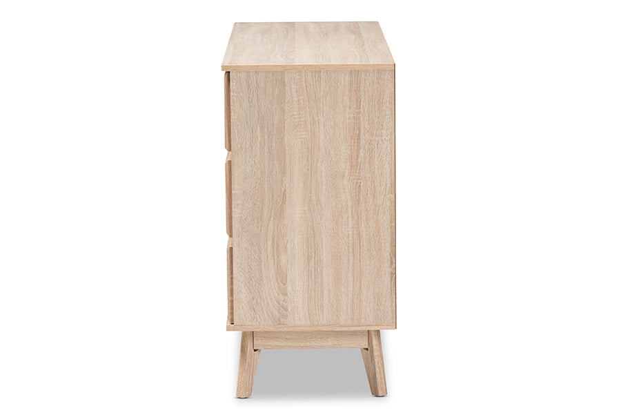 Miren Mid-Century Modern Light Oak and Dark Grey 6-Drawer Dresser