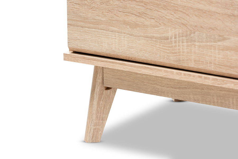 Miren Mid-Century Modern Light Oak and Dark Grey 6-Drawer Dresser