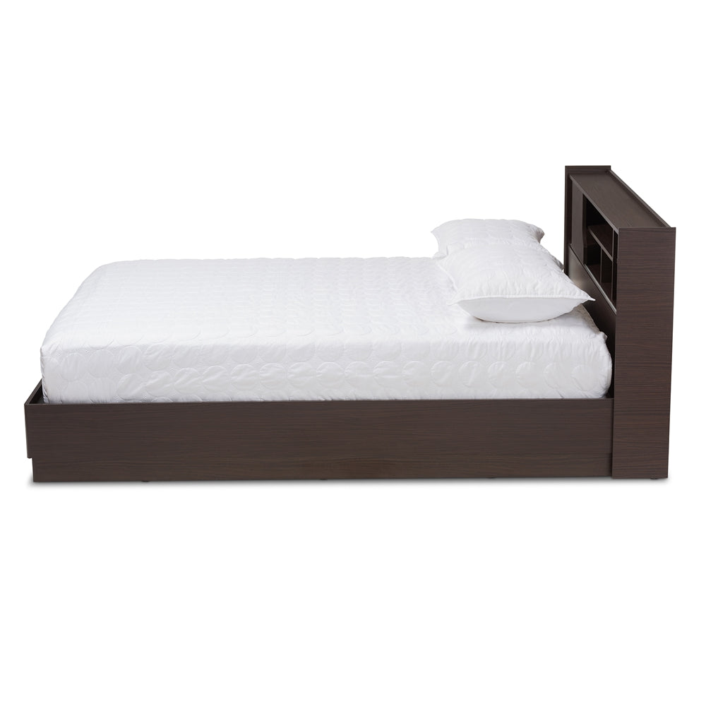 Larsine Brown Finished Queen Size Platform Storage Bed