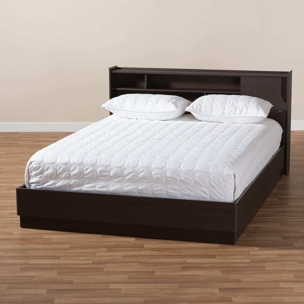 Larsine Brown Finished Queen Size Platform Storage Bed