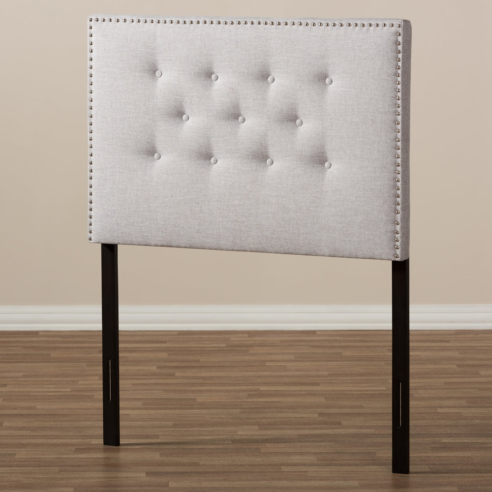 Windsor Modern and Contemporary Greyish Beige Fabric Upholstered Twin Size Headboard