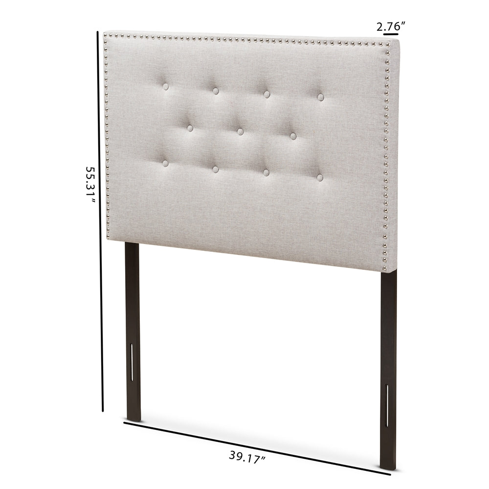 Windsor Modern and Contemporary Greyish Beige Fabric Upholstered Twin Size Headboard