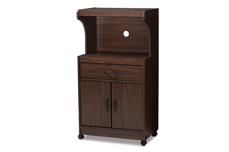 Tannis Modern and Contemporary Dark Walnut Finished Kitchen Cabinet