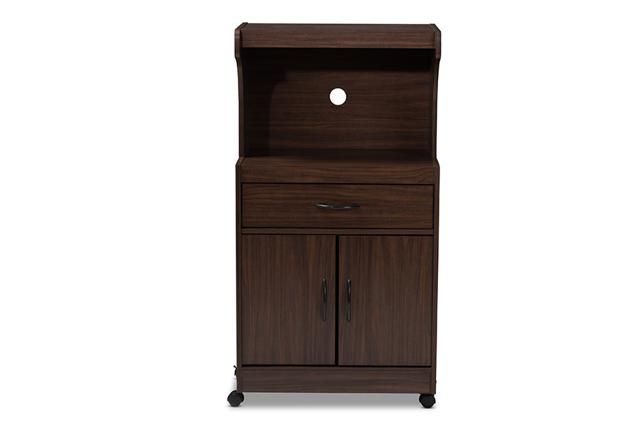 Tannis Modern and Contemporary Dark Walnut Finished Kitchen Cabinet