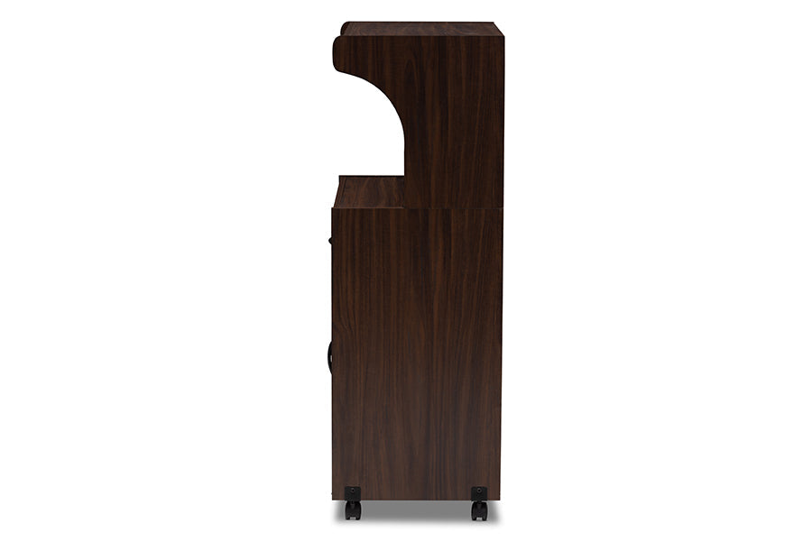 Tannis Modern and Contemporary Dark Walnut Finished Kitchen Cabinet