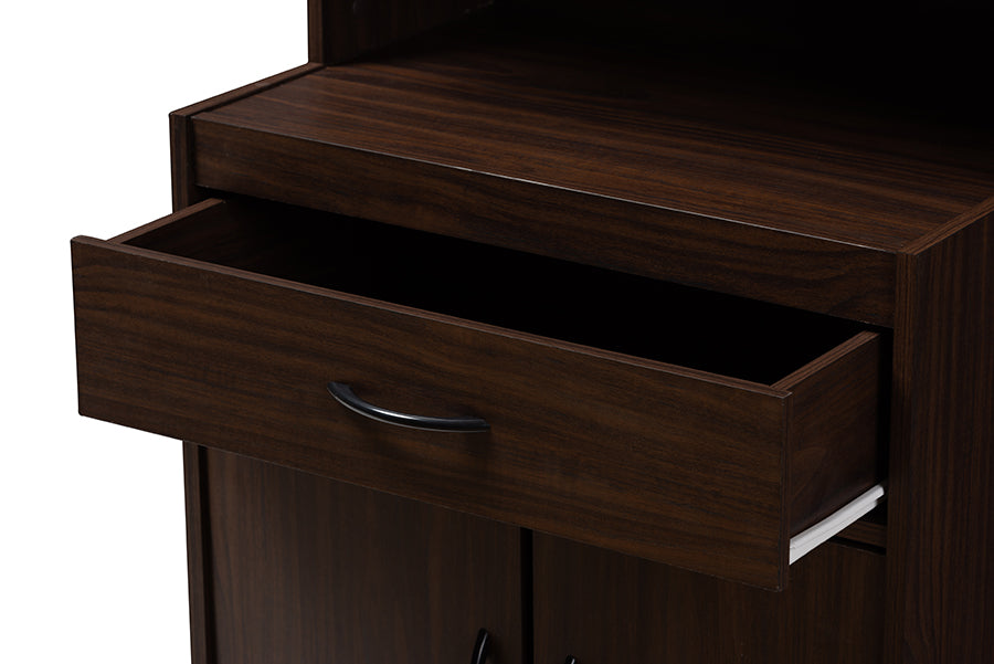 Tannis Modern and Contemporary Dark Walnut Finished Kitchen Cabinet