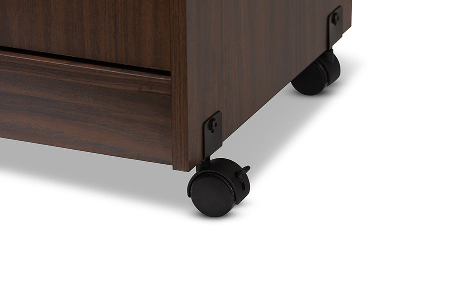 Tannis Modern and Contemporary Dark Walnut Finished Kitchen Cabinet