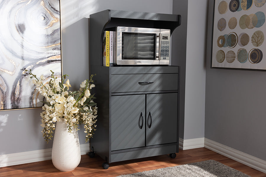 Tannis Modern and Contemporary Dark Grey Finished Kitchen Cabinet