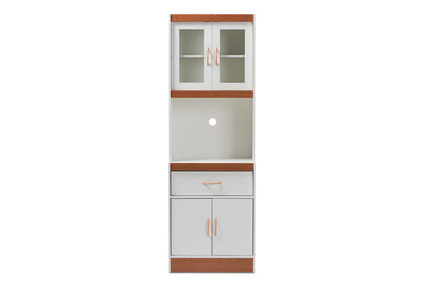 Laurana Modern and Contemporary White and Cherry Finished Kitchen Cabinet and Hutch