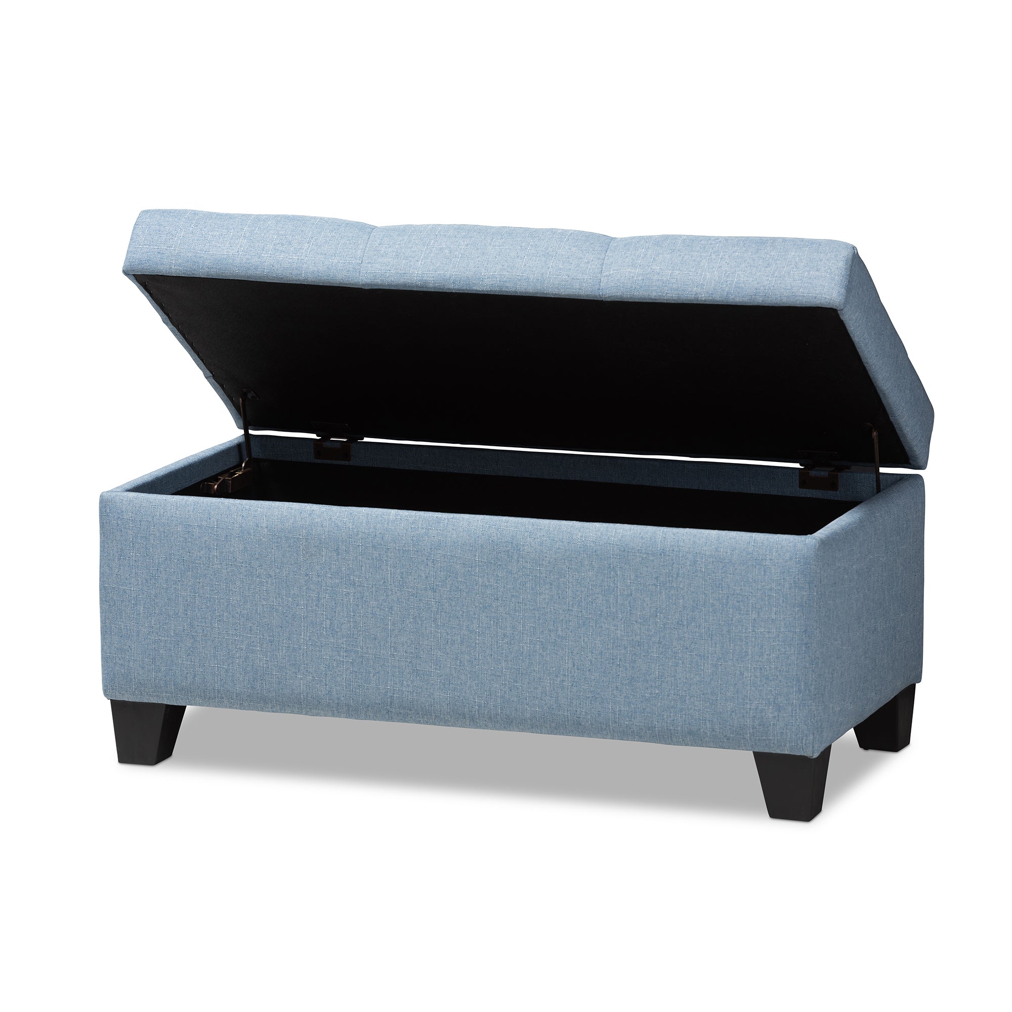 Michaela Modern and Contemporary Light Blue Fabric Upholstered Storage Ottoman