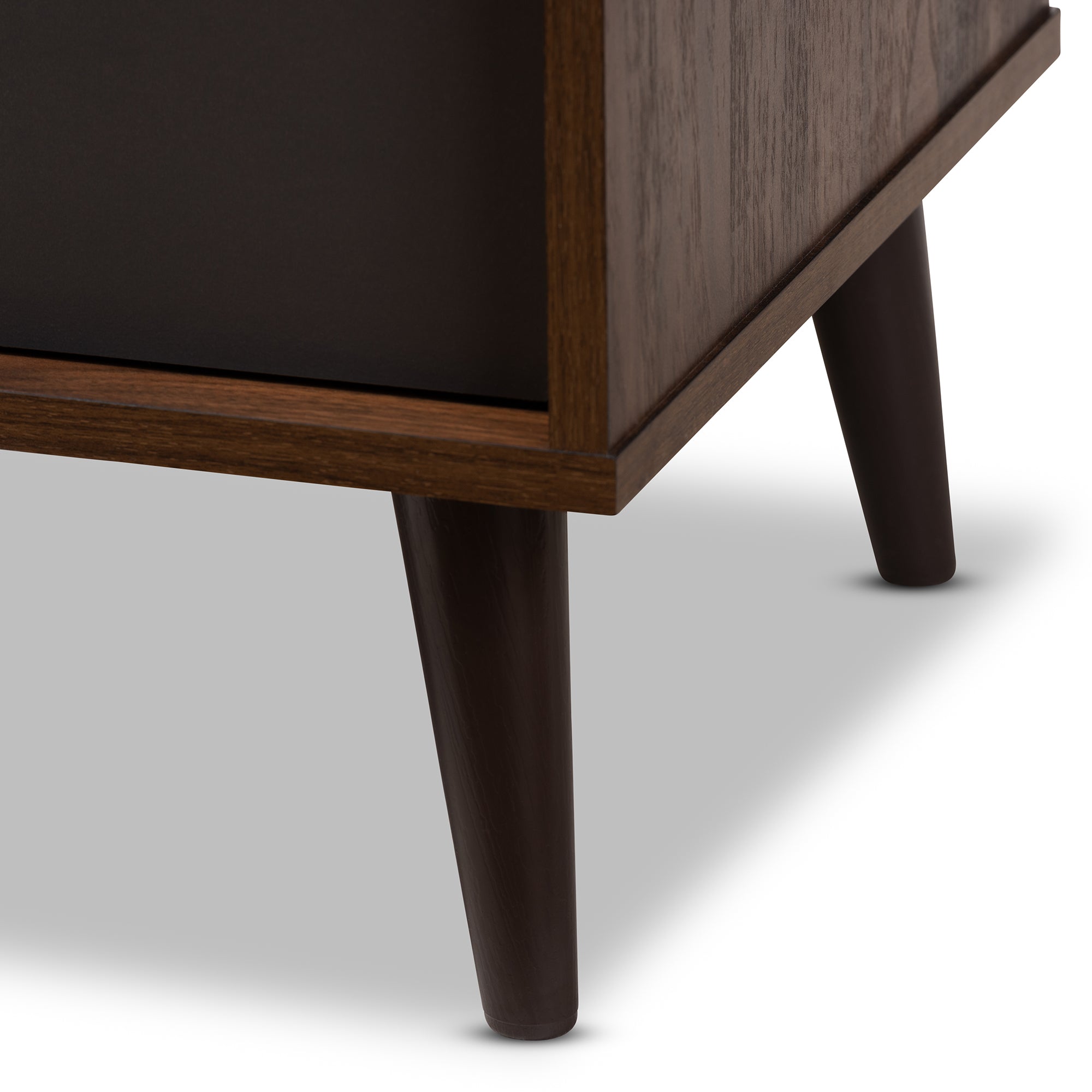 Samuel Mid-Century Modern Brown and Dark Grey Finished TV Stand