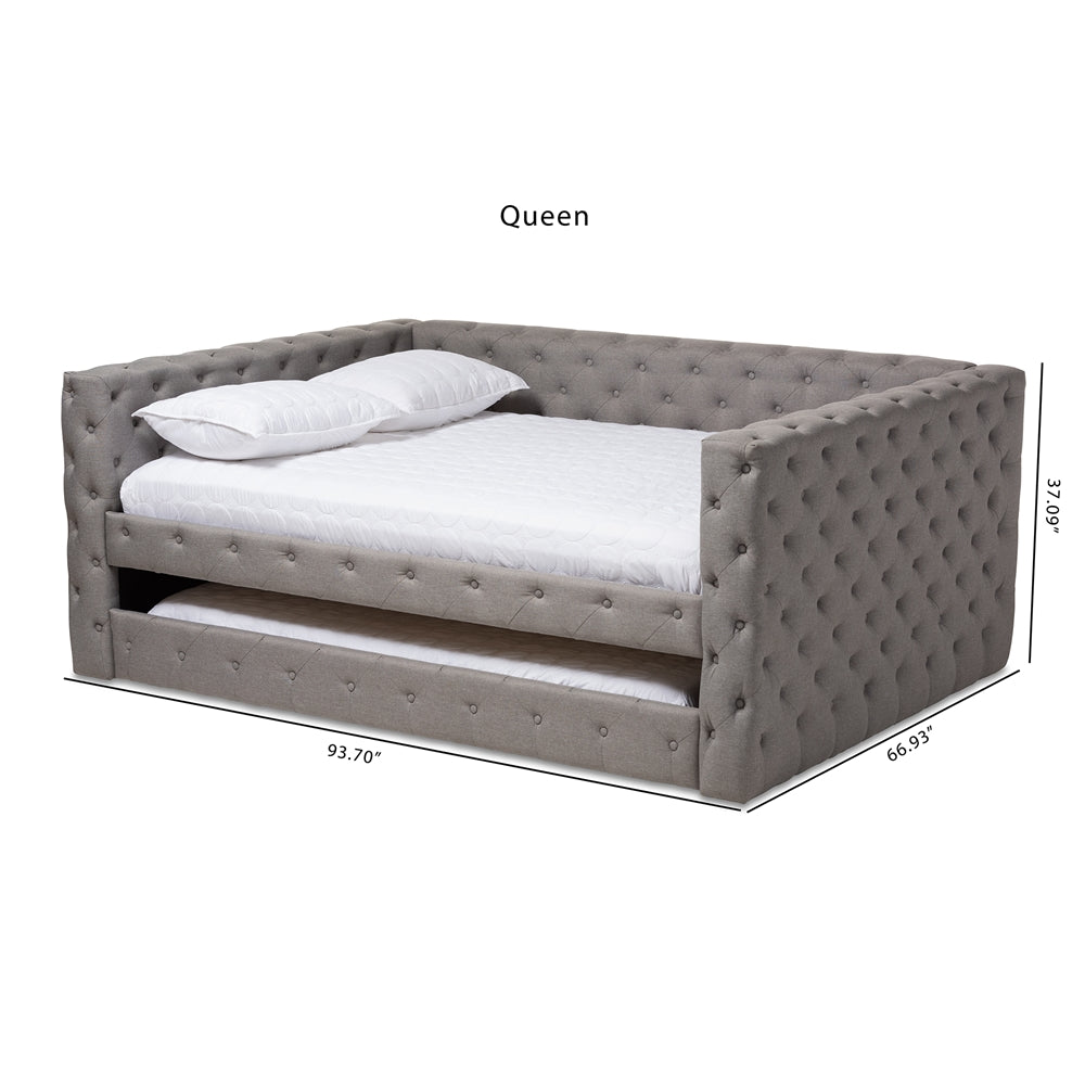 Anabella Grey Fabric Upholstered Queen Size Daybed With Trundle