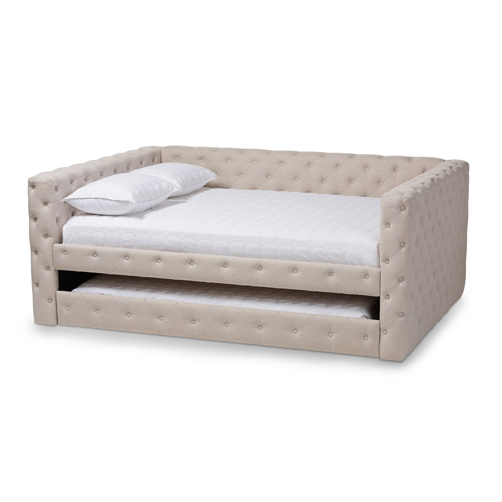 Anabella Grey Fabric Upholstered Queen Size Daybed With Trundle