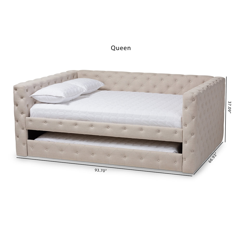 Anabella Grey Fabric Upholstered Queen Size Daybed With Trundle