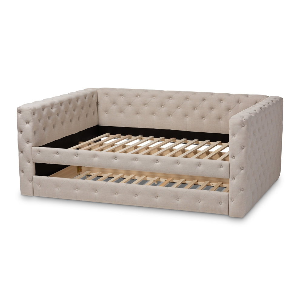 Anabella Grey Fabric Upholstered Queen Size Daybed With Trundle