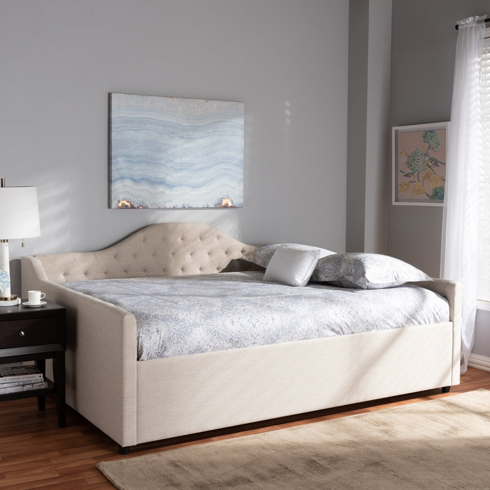 Eliza Light Beige Fabric Upholstered Full Size Daybed