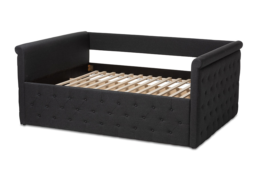 Amaya Dark Grey Fabric Upholstered Queen Size Daybed