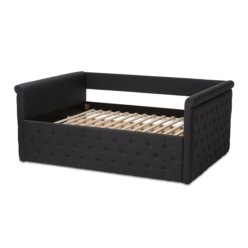 Amaya Dark Grey Fabric Upholstered Queen Size Daybed