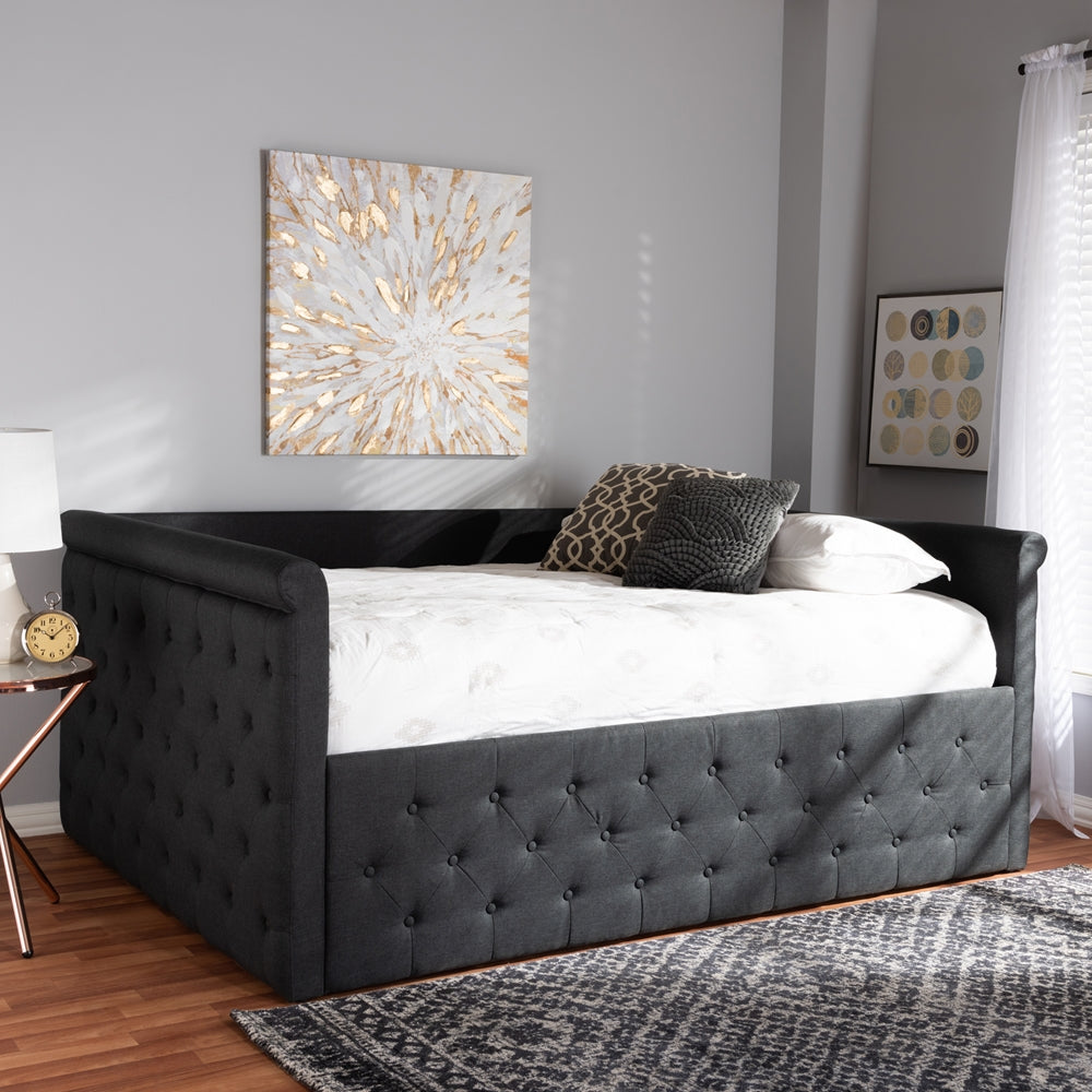 Amaya Dark Grey Fabric Upholstered Full Size Daybed