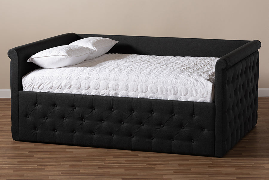 Amaya Dark Grey Fabric Upholstered Queen Size Daybed