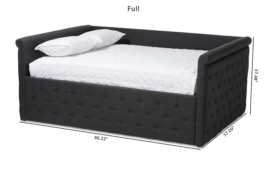 Amaya Dark Grey Fabric Upholstered Queen Size Daybed