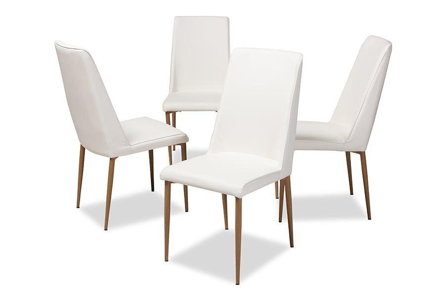 Chandelle Modern and Contemporary White Faux Leather Upholstered Dining Chair (Set of 4)