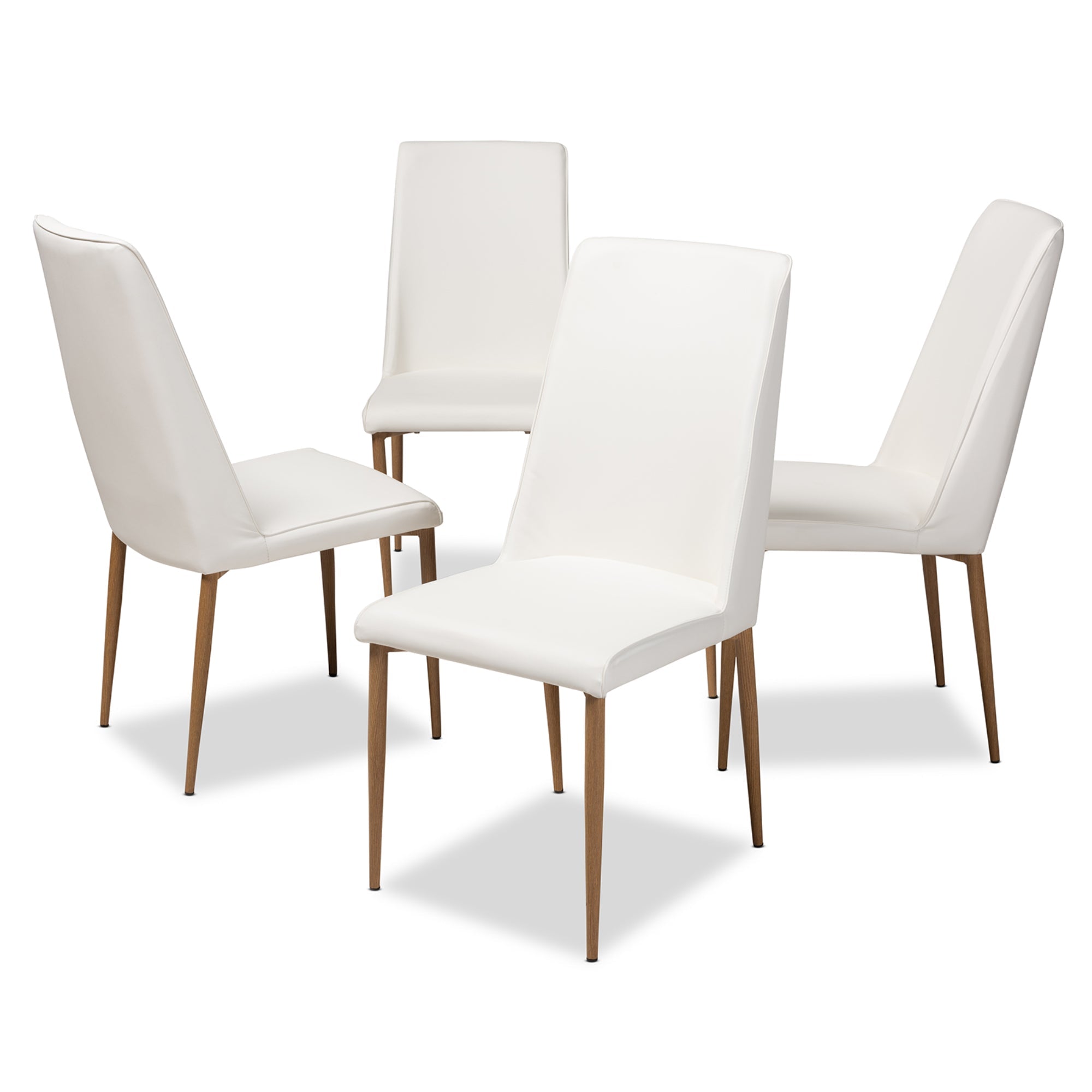 Chandelle Modern and Contemporary White Faux Leather Upholstered Dining Chair (Set of 4)