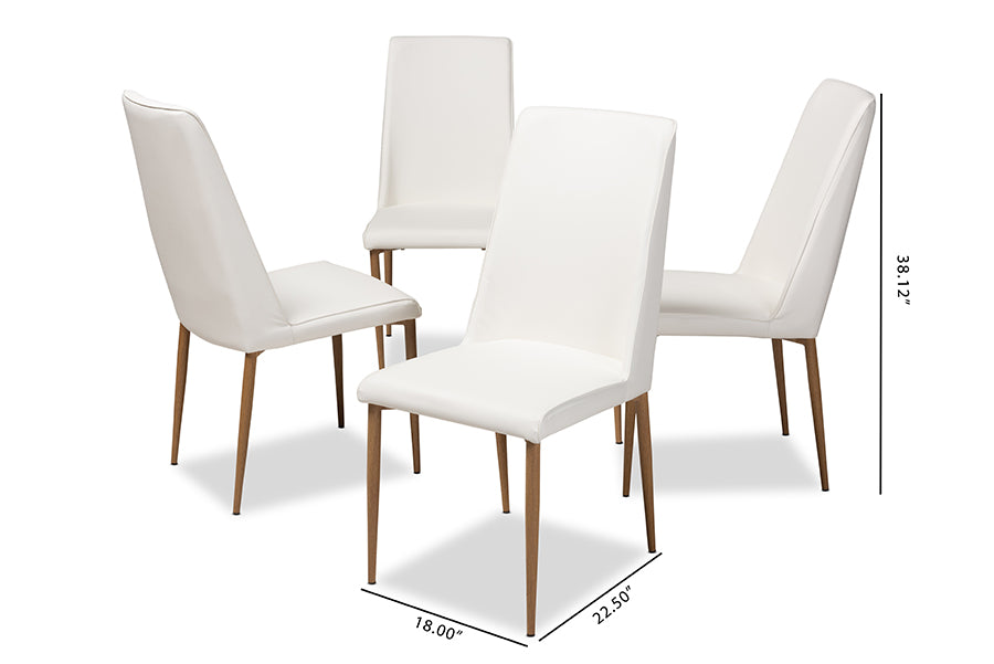 Chandelle Modern and Contemporary White Faux Leather Upholstered Dining Chair (Set of 4)