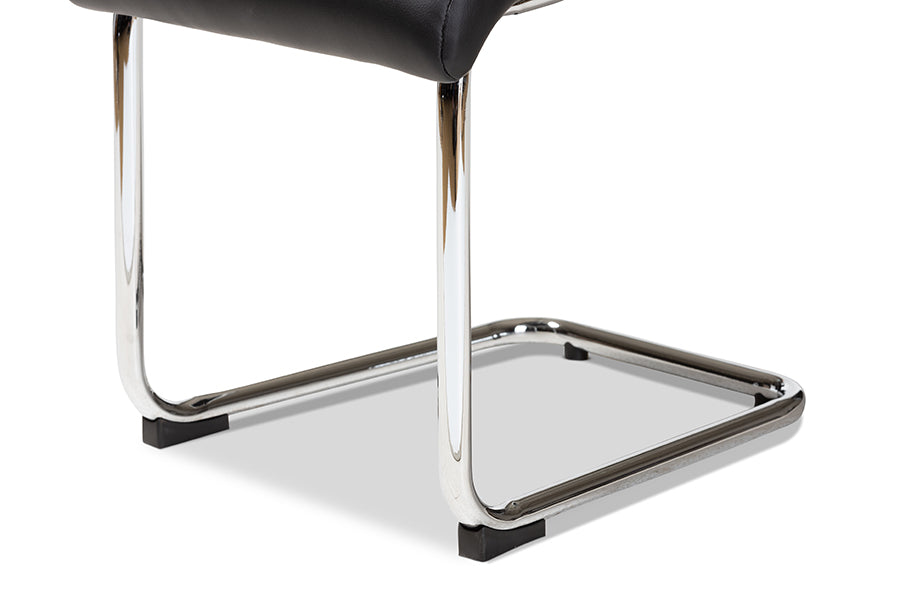 Marlys Modern and Contemporary Black Faux Leather Upholstered Dining Chair (Set of 4)