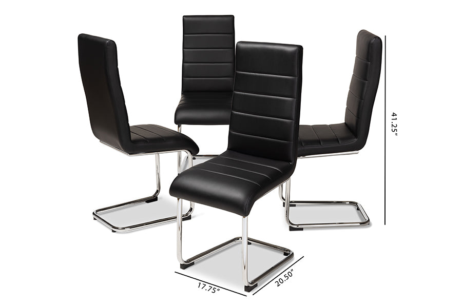 Marlys Modern and Contemporary Black Faux Leather Upholstered Dining Chair (Set of 4)