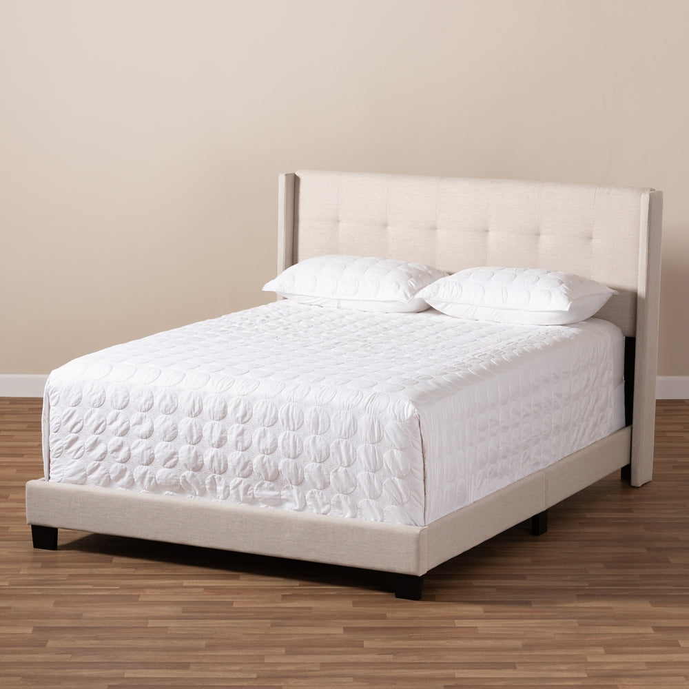 Lisette Beige Fabric Upholstered Full Size Bed