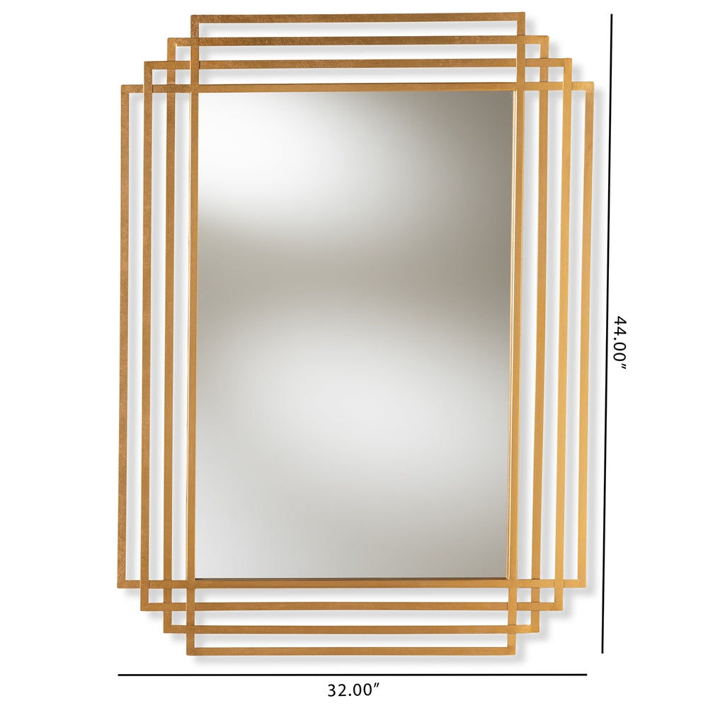 Kalinda Art Deco Antique Gold Finished Rectangular Accent Wall Mirror