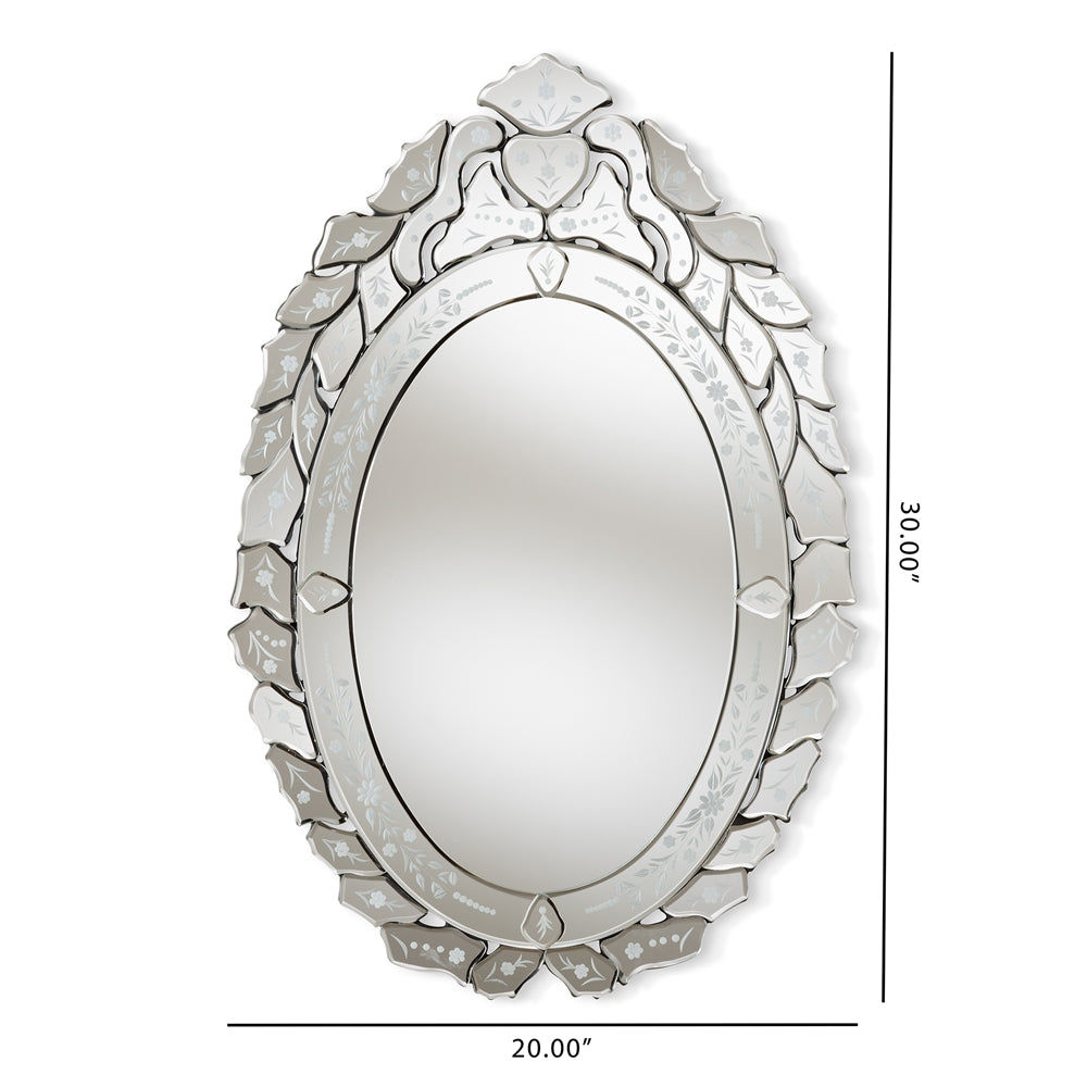Livia Classic and Traditional Silver Finished Venetian Style Accent Wall Mirror