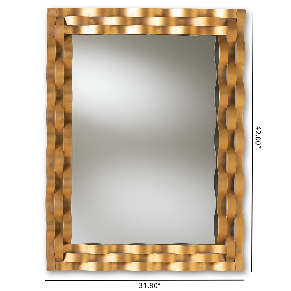 Arpina Modern and Contemporary Antique Gold Finished Rectangular Accent Wall Mirror