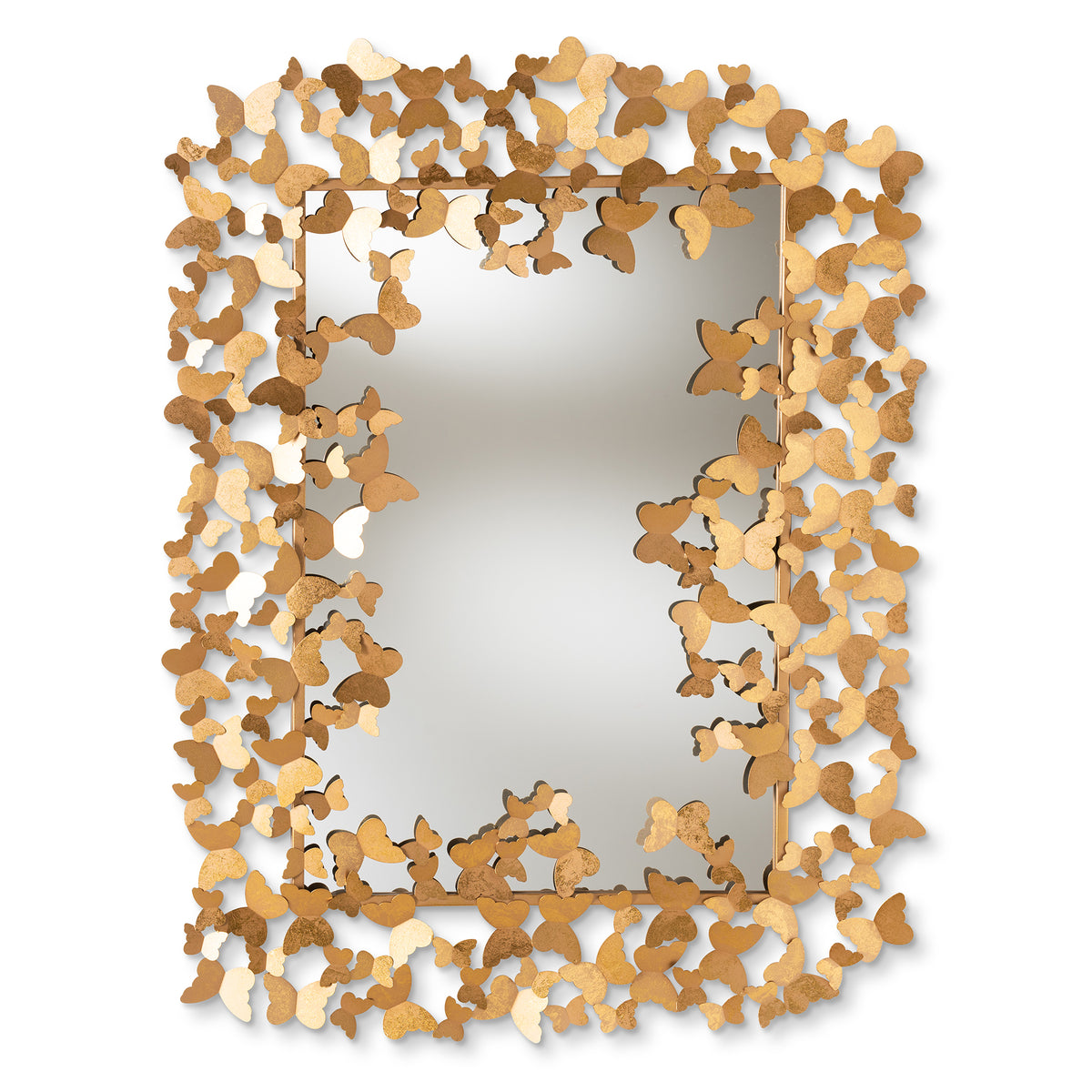 Idalia Modern and Contemporary Antique Gold Finished Butterfly Accent Wall Mirror