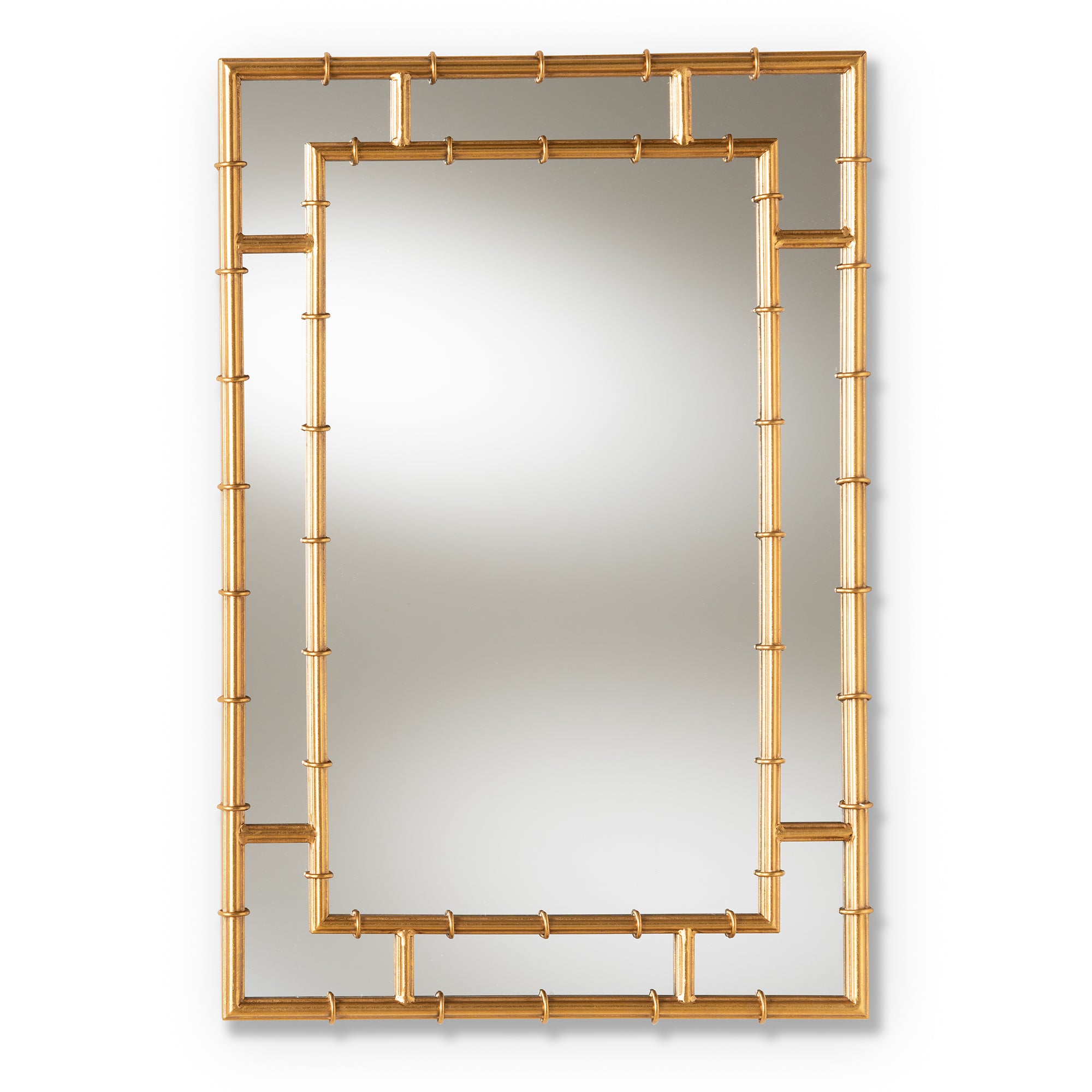 Adra Modern and Contemporary Gold Finished Bamboo Accent Wall Mirror