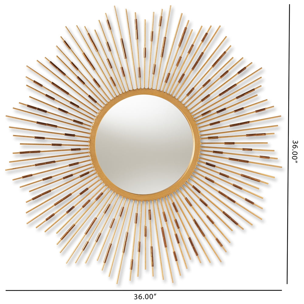 Apollonia Modern and Contemporary Gold Finished Sunburst Accent Wall Mirror