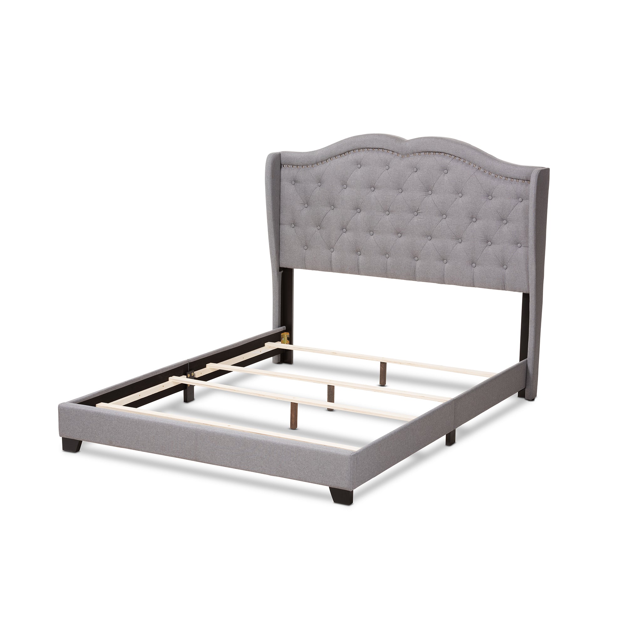 Aden King Size Grey Fabric Bed – Contemporary Style with Tufted Headboard