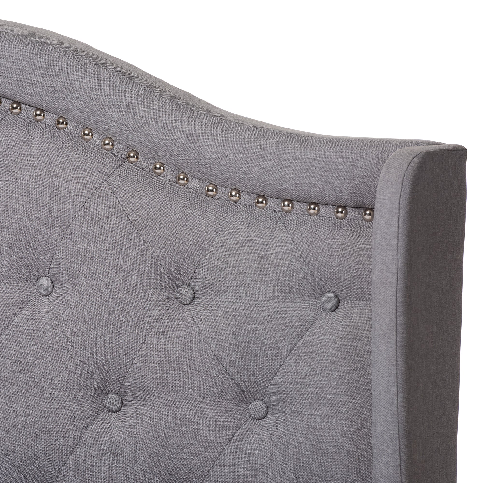 Aden King Size Grey Fabric Bed – Contemporary Style with Tufted Headboard