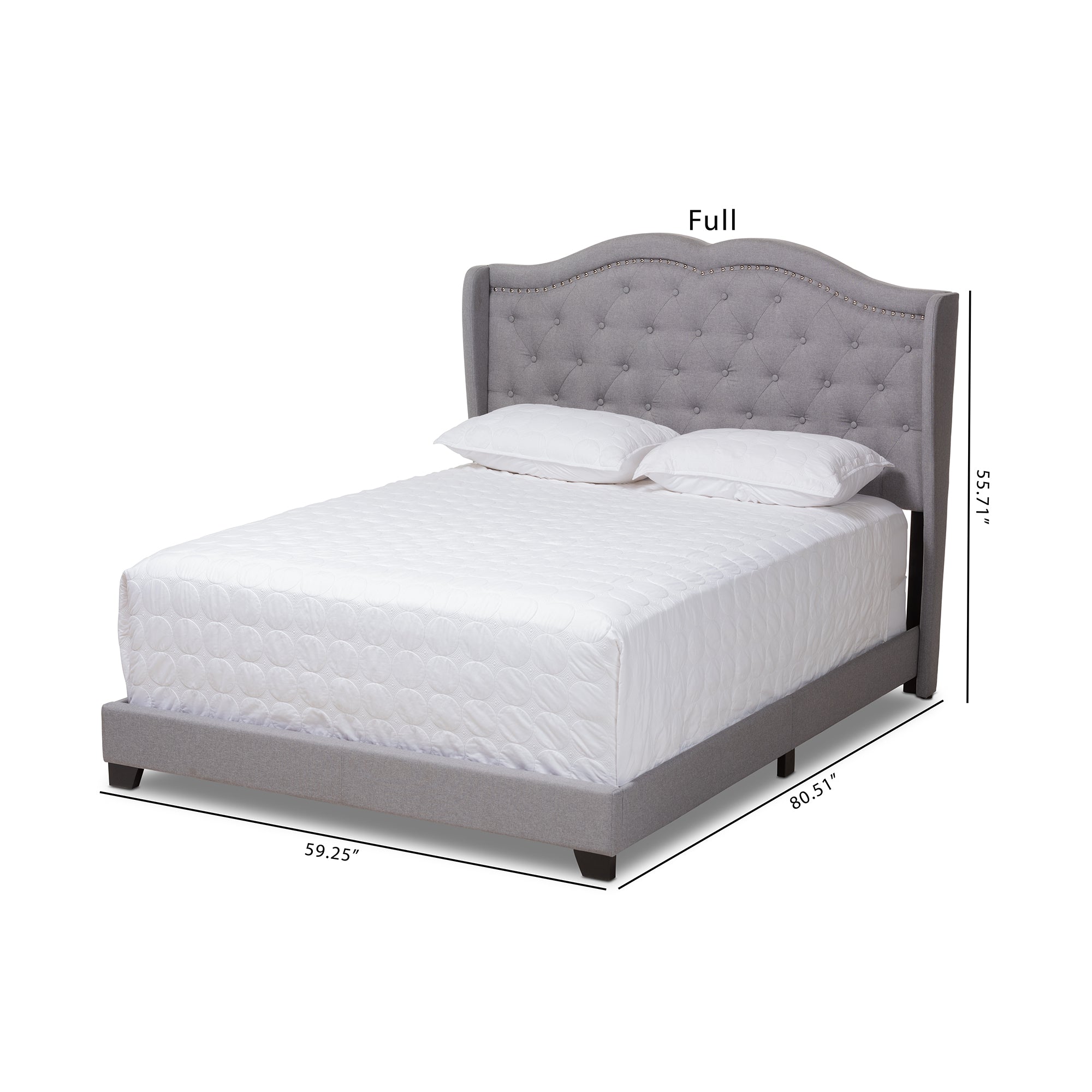 Aden King Size Grey Fabric Bed – Contemporary Style with Tufted Headboard