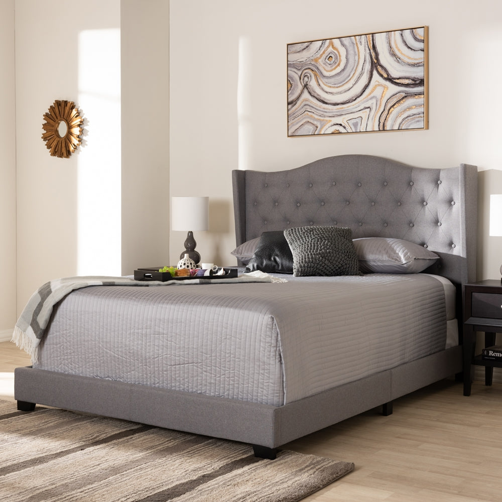 Alesha Grey Fabric Upholstered King Size Bed