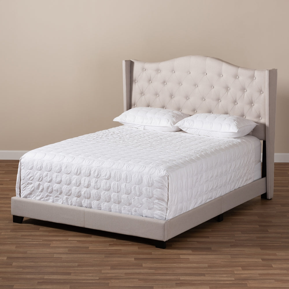 Alesha Beige Fabric Upholstered Full Size Bed