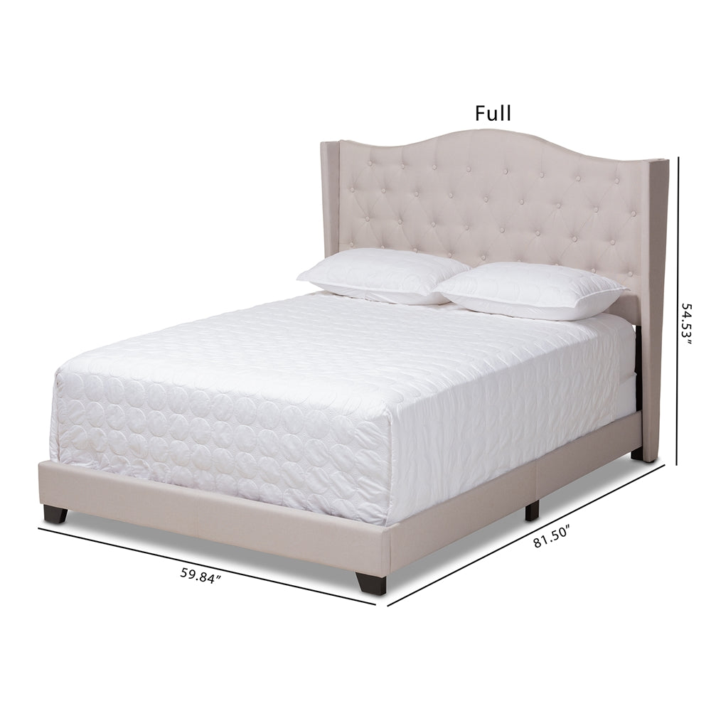 Alesha Beige Fabric Upholstered Full Size Bed